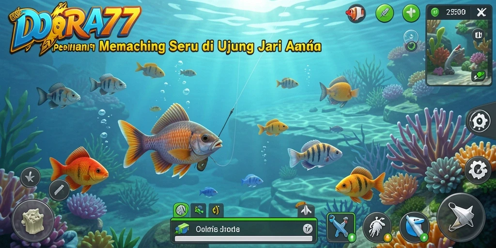 Tampilan gameplay DORA77 yang menawan dengan aksi memancing yang seru.