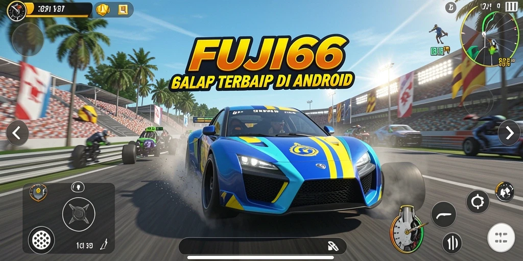 Screenshot gameplay FUJI66 menampilkan adrenalin balap yang mendebarkan.