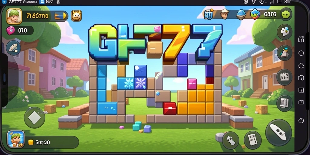 Tangkapan layar GF777 menampilkan gameplay Puzzle yang menantang dan penuh warna.