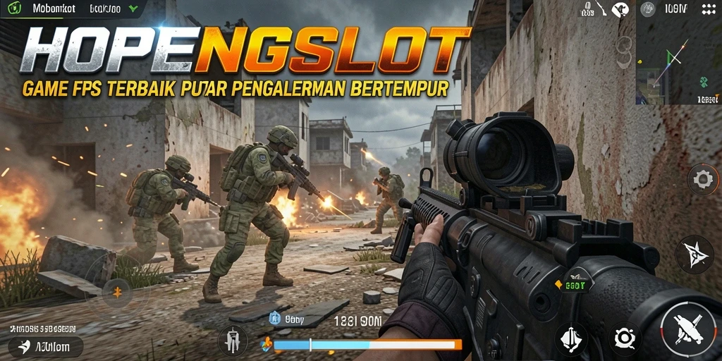 Screenshot gameplay HOPENGSLOT dengan aksi tembak-menembak intens.
