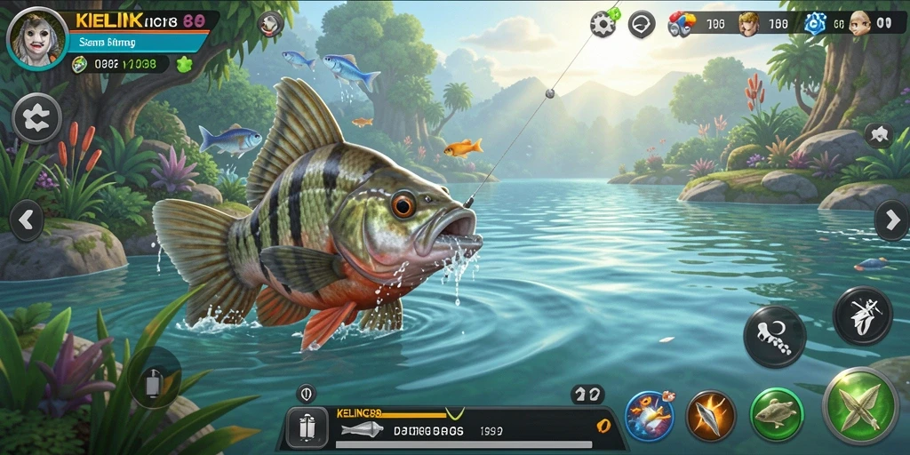 Screenshot gameplay KELINCI88 menampilkan aksi memancing yang seru.