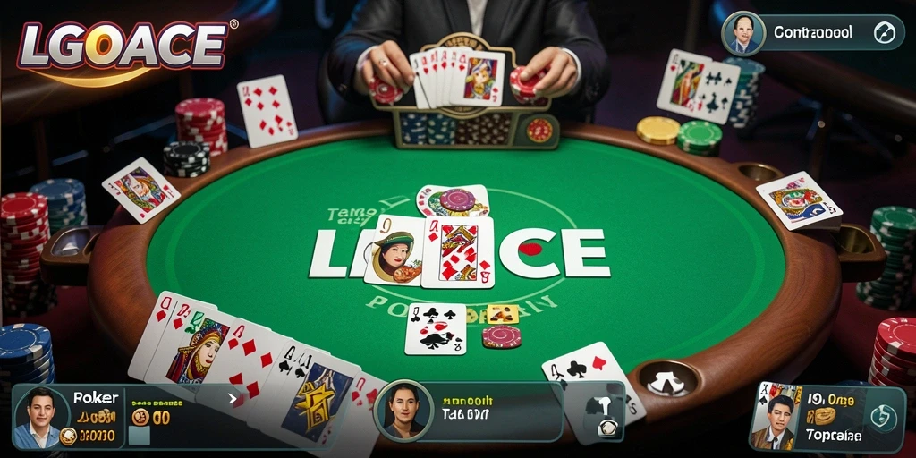 Tampilan gameplay LGOACE yang menegangkan dan seru saat bermain poker.