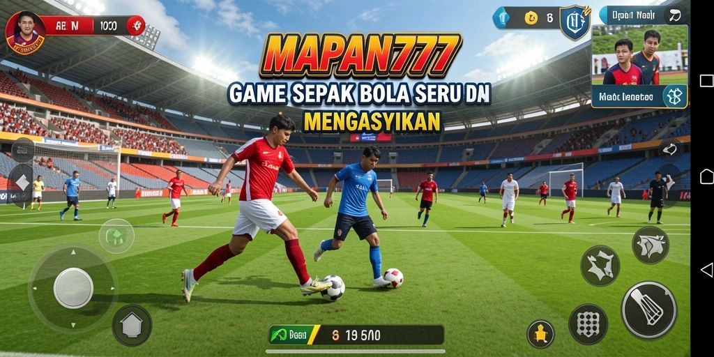 Gameplay seru dan penuh aksi di lapangan sepak bola.