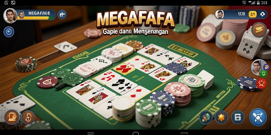 Screenshot gameplay MEGAFAFA yang menampilkan suasana seru bermain Gaple.