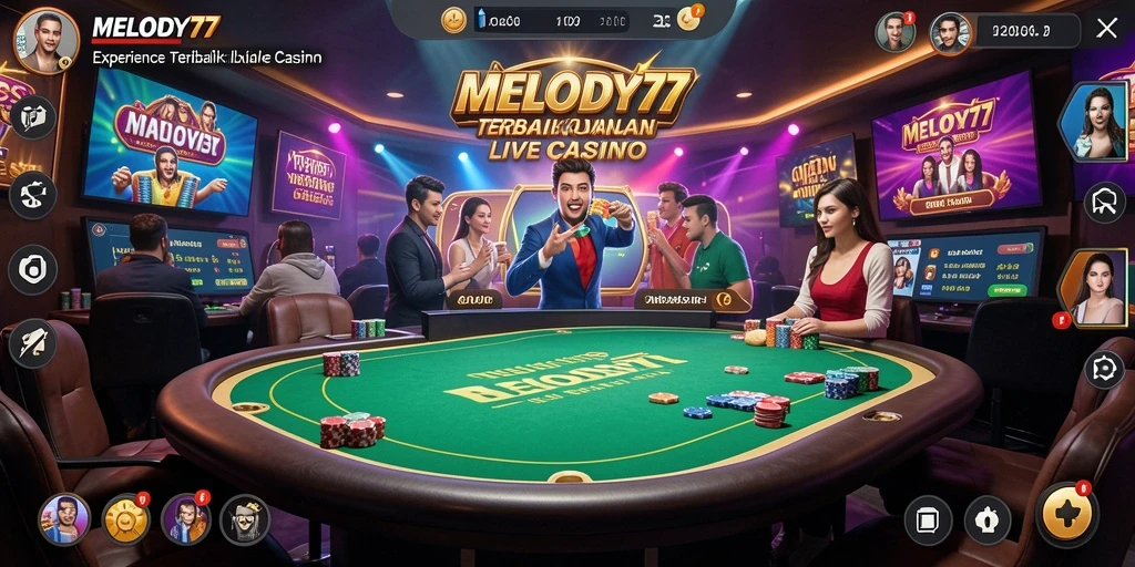 Screenshot gameplay Live Casino MELODY77 yang mengasyikkan dan interaktif.