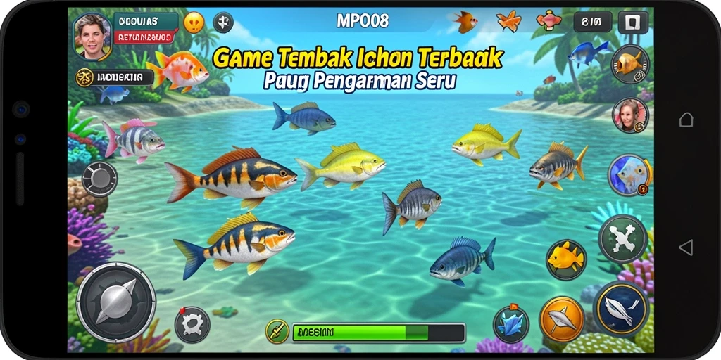 Screenshot MPO08 menampilkan gameplay seru Tembak Ikan.