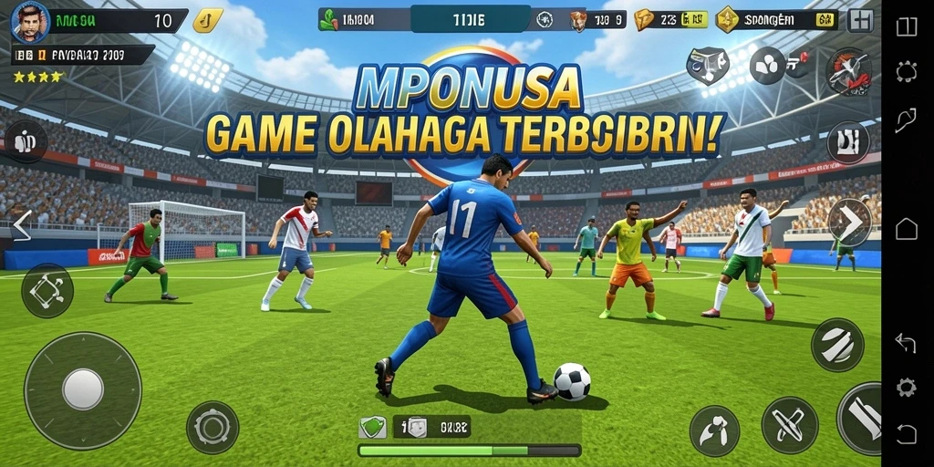 Tangkapan layar gameplay dari MPONUSA yang menampilkan aksi olahraga seru.