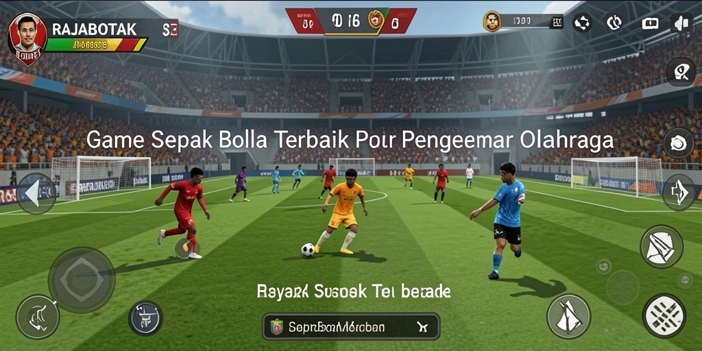 Tampilan gameplay seru RAJABOTAK dalam pertandingan sepak bola.