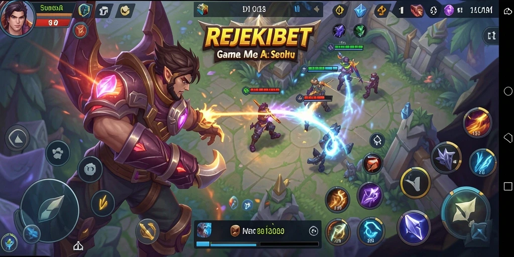 Skrinsut gameplay seru dari REJEKIBET dalam pertarungan MOBA.